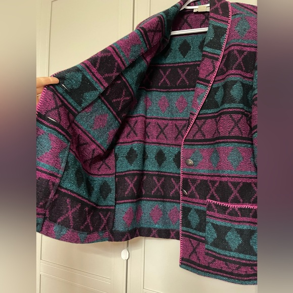Vintage 1980’s Laura Michelle Bold Southwestern Geometric Knit Jacket - Picture 3 of 11